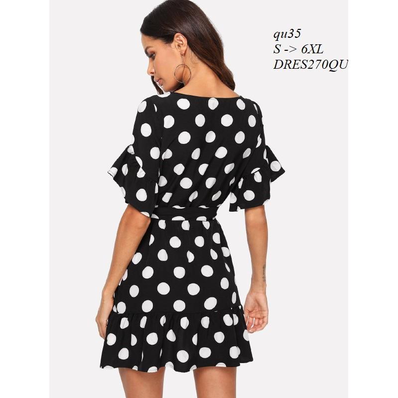 DRESS200 ĐẦM BI TAY LOE VẠT XÉO