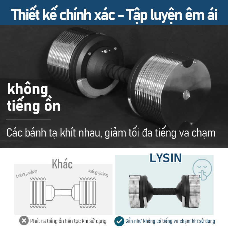 Tạ Tay Điều Chỉnh Thông Minh LYSIN 20KG, Adjustable Dumbbell, 18 Cấp Độ Tạ, Thiết Kế Cao Cấp Cho Gym Tại Nhà