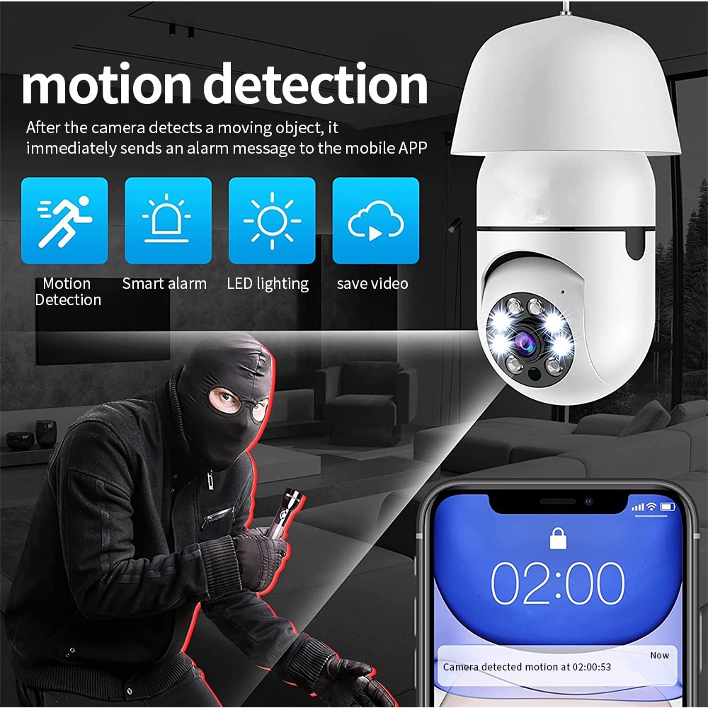 Camera A6 wifi IP 360 độ bóng đèn FullHD 1080P, kết nối với điện thoại từ xa, giám sát không dây, quay ban đêm