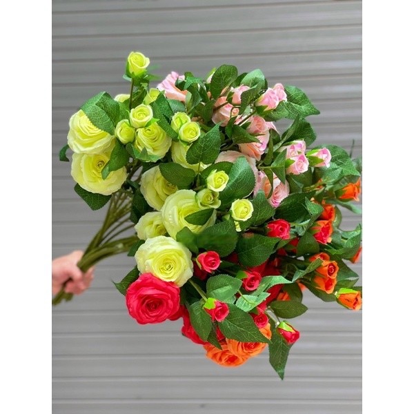 Cành hoa hồng pháp giả - Giá 1 cành - Decor cắm bình, trang trí nhà cửa