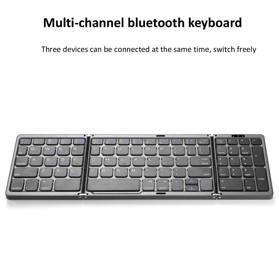 Bàn Phím Bluetooth Không Dây Gấp Được Có Đồng Bộ Số 3 Cho IOS / Android / Windows