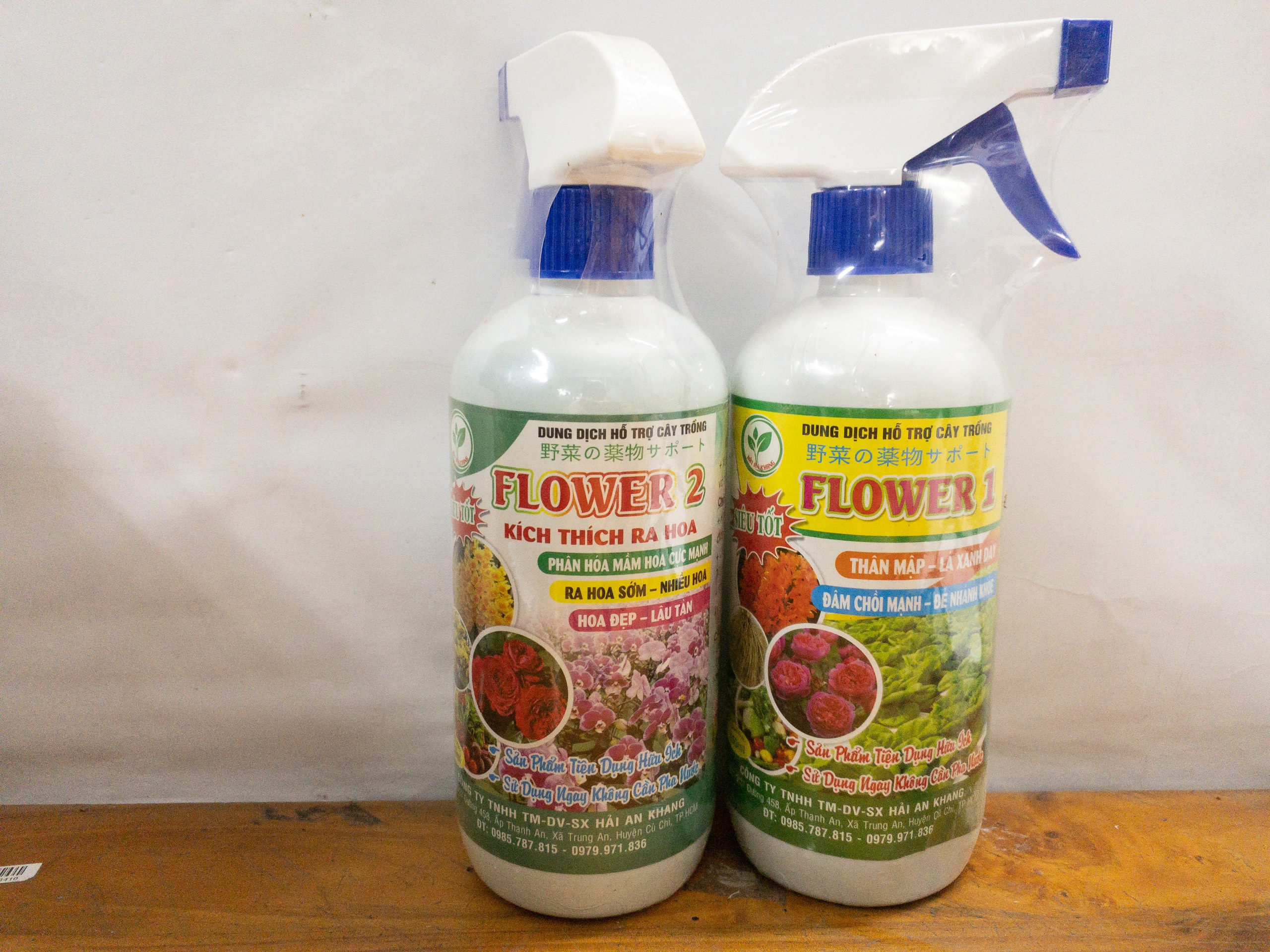 COMBO 2 chai Dung dịch hỗ trợ cây trồng FLOWER 1 và FLOWER 2 - kích thích ra hoa Đầm chồi mạnh - Đẻ nhánh khỏe