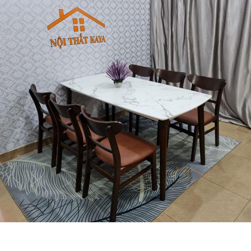 Bộ bàn ăn 6 ghế Lunar giả đá