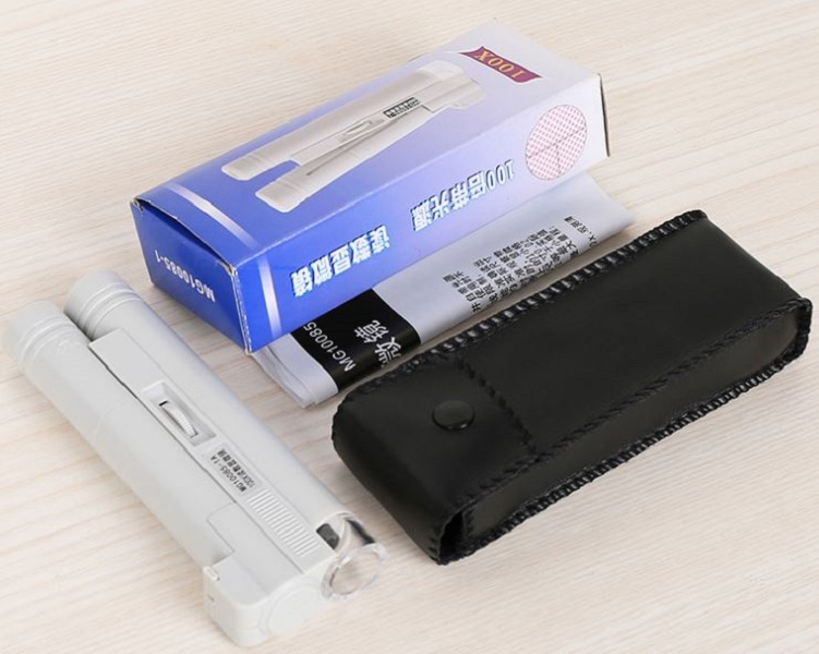 Kính lúp 100X cầm tay mini có đèn trợ sáng soi vật chi tiết nhỏ siêu nét chuyên dụng, chất liệu nhựa ABS cao cấp C2