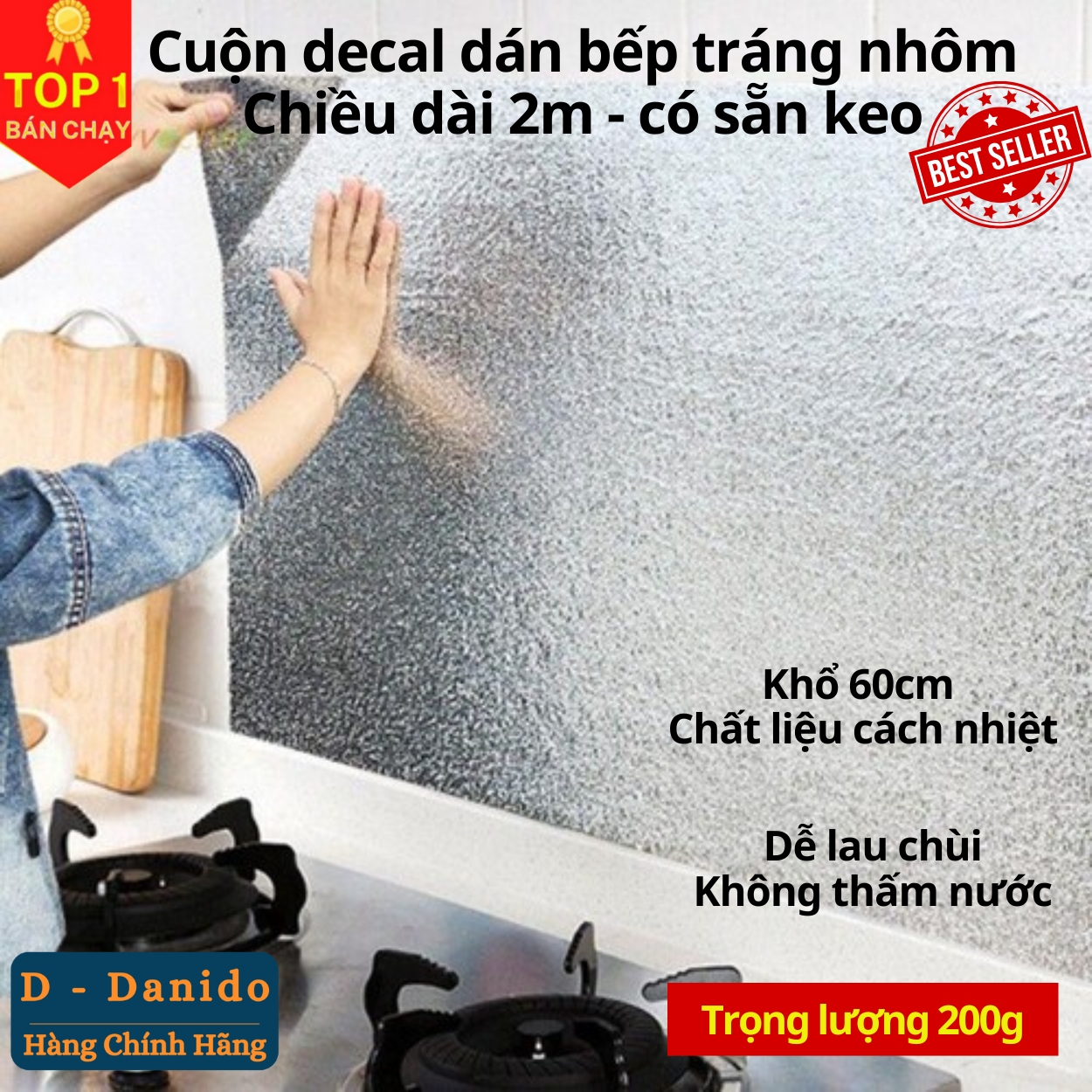 Cuộn Decal Dán Bếp Chọn Chiều Dài Giấy Decal Dán Tường Tráng Nhôm Cách Nhiệt Cao Cấp Chính Hãng