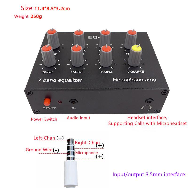 GHXAMP 7-SEGEBRIZER TONE TONE TREBLE Điều chỉnh âm trầm di động Trò chơi máy tính Trò chơi âm thanh Audio Tai nghe bộ khuếch đại âm thanh âm thanh