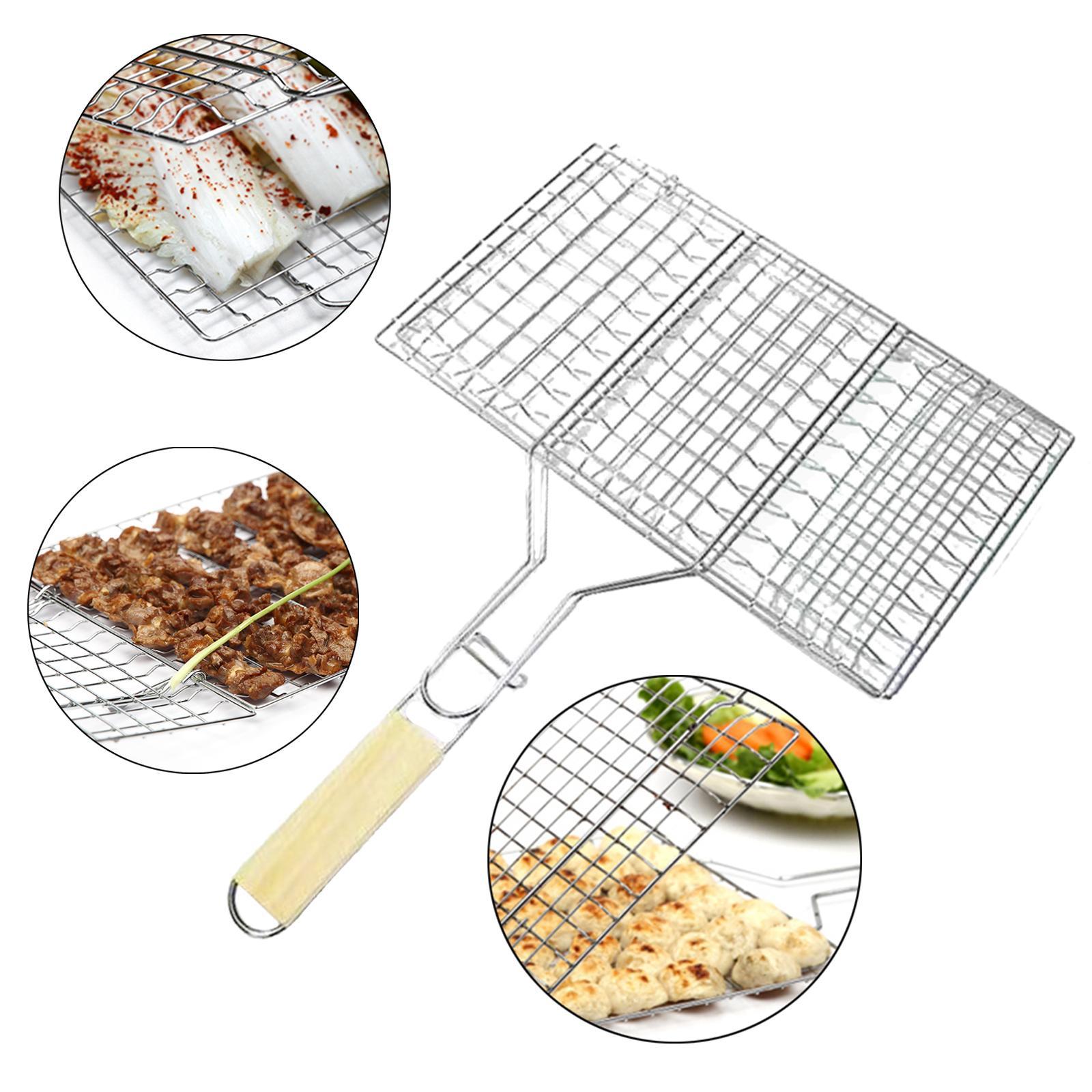 Basket Fish Grilling Basket Portable for Outdoor Grill Barbecue Rack for Grill Accessories for Vegetables Camping Cooking