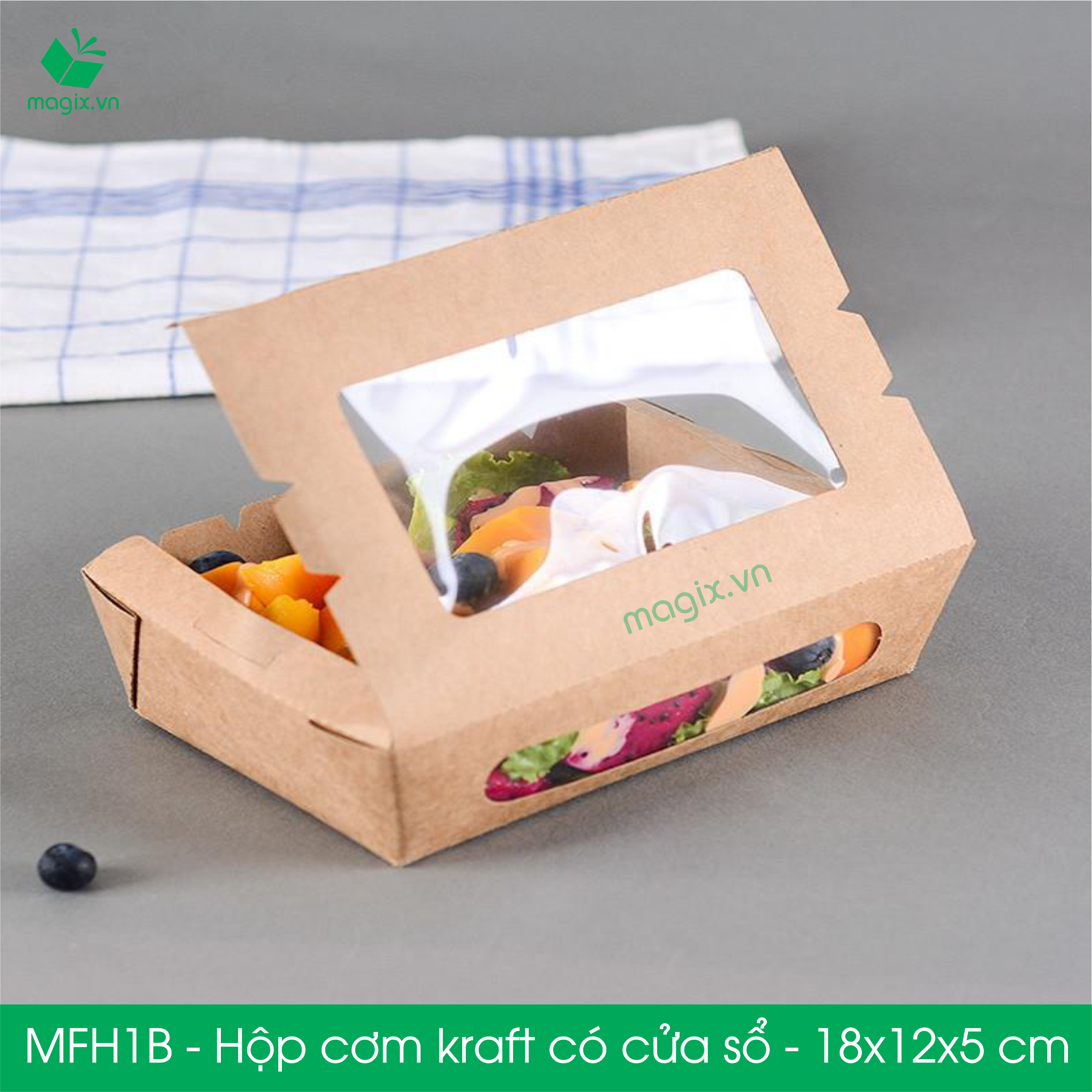 MFH1B - 18x12x5 cm - 100 hộp đựng thực phẩm - Hộp đựng đồ ăn