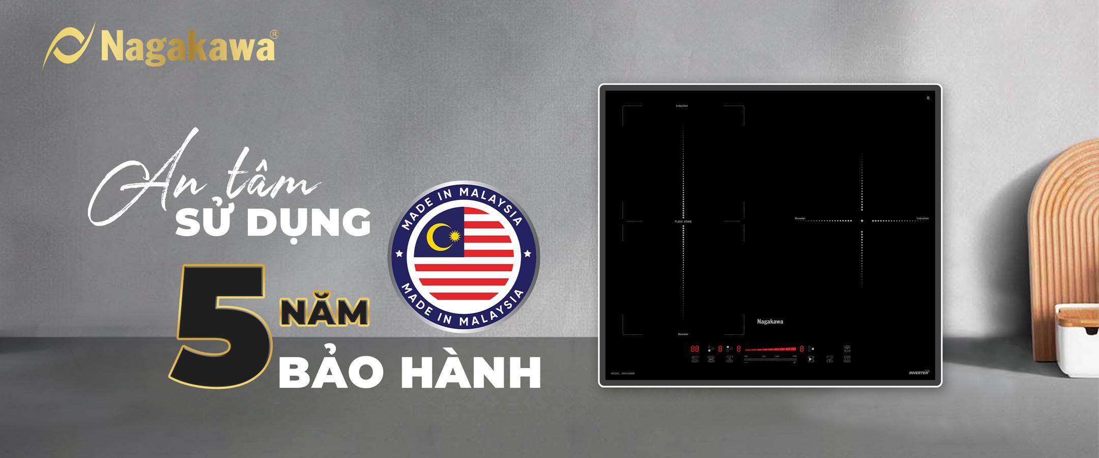 Bếp 3 lò điện từ cao cấp Nagakawa UltraSlim NK3C08MB - Made in Malaysia - Bảo hành 5 năm- hàng chính hãng