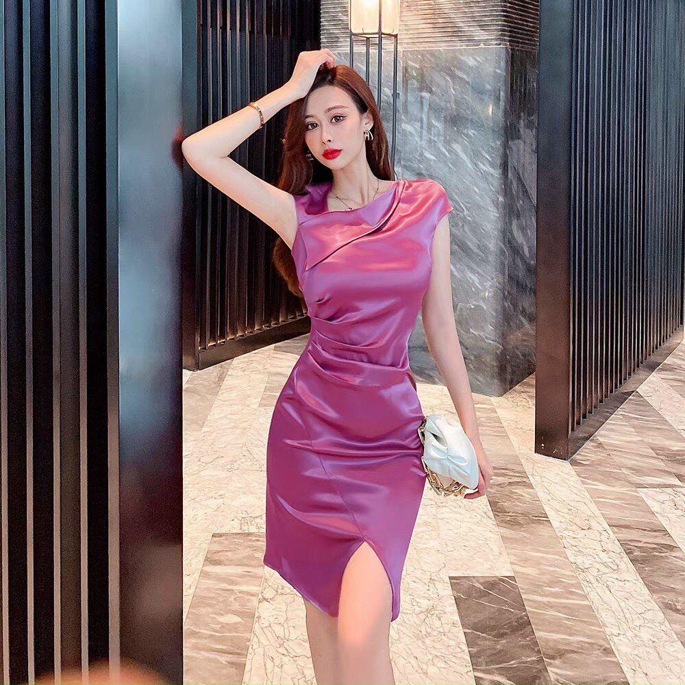 Đầm Ôm Xếp Li Cổ Bẻ