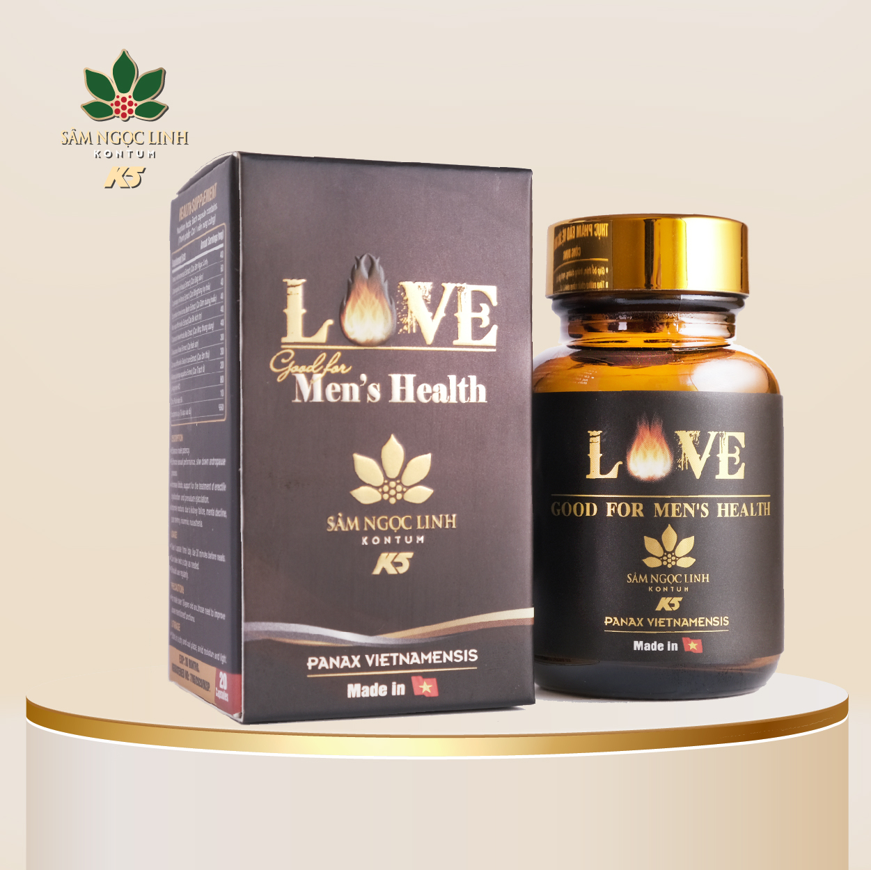 Viên Uống Sâm Ngọc Linh - Love Good ForMen's Health Tăng Cường Sức Khoẻ, Giảm Căng Thẳng Cho Nam - Hộp 20 viên