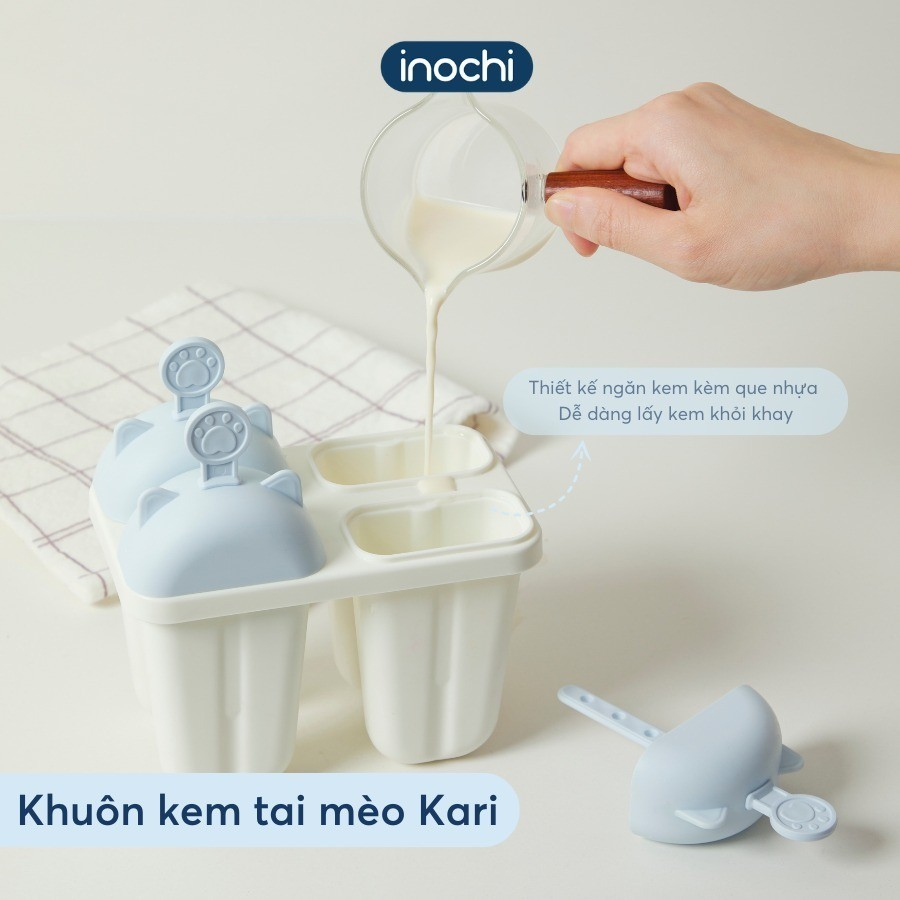 Khuôn Làm Kem Tai Thỏ/ Mèo Kari Sản Xuất Theo Tiêu Chuẩn Nhật Bản An Toàn Cho Sức Khỏe - Chính hãng Inochi ( Tặng kèm khăn lau PaKaSa) Giao màu ngẫu nhiên