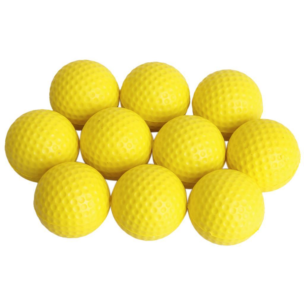10 Pieces PU Golf Balls Soft Foam Golf Training Ball with Portable Mesh Nets Bag Black, can hold 50 Golf Balls
