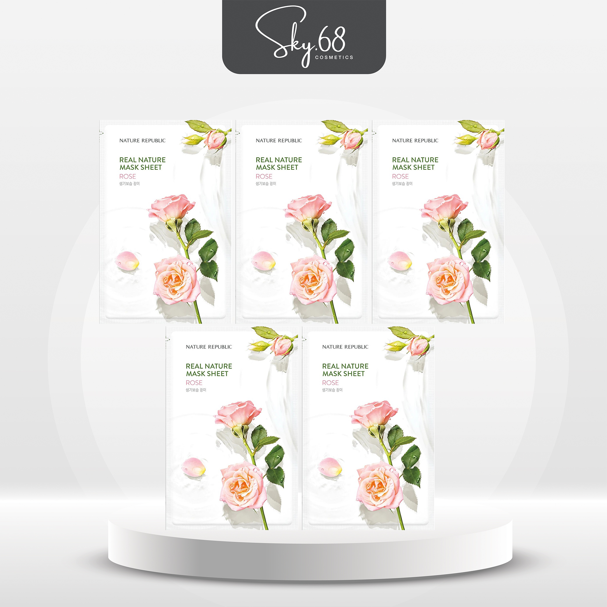 Combo 5 Mặt Nạ Giấy Cấp Ẩm, Dưỡng Trắng Da Nature Republic Real Nature Mask Sheet 23ml x 5 - Rose