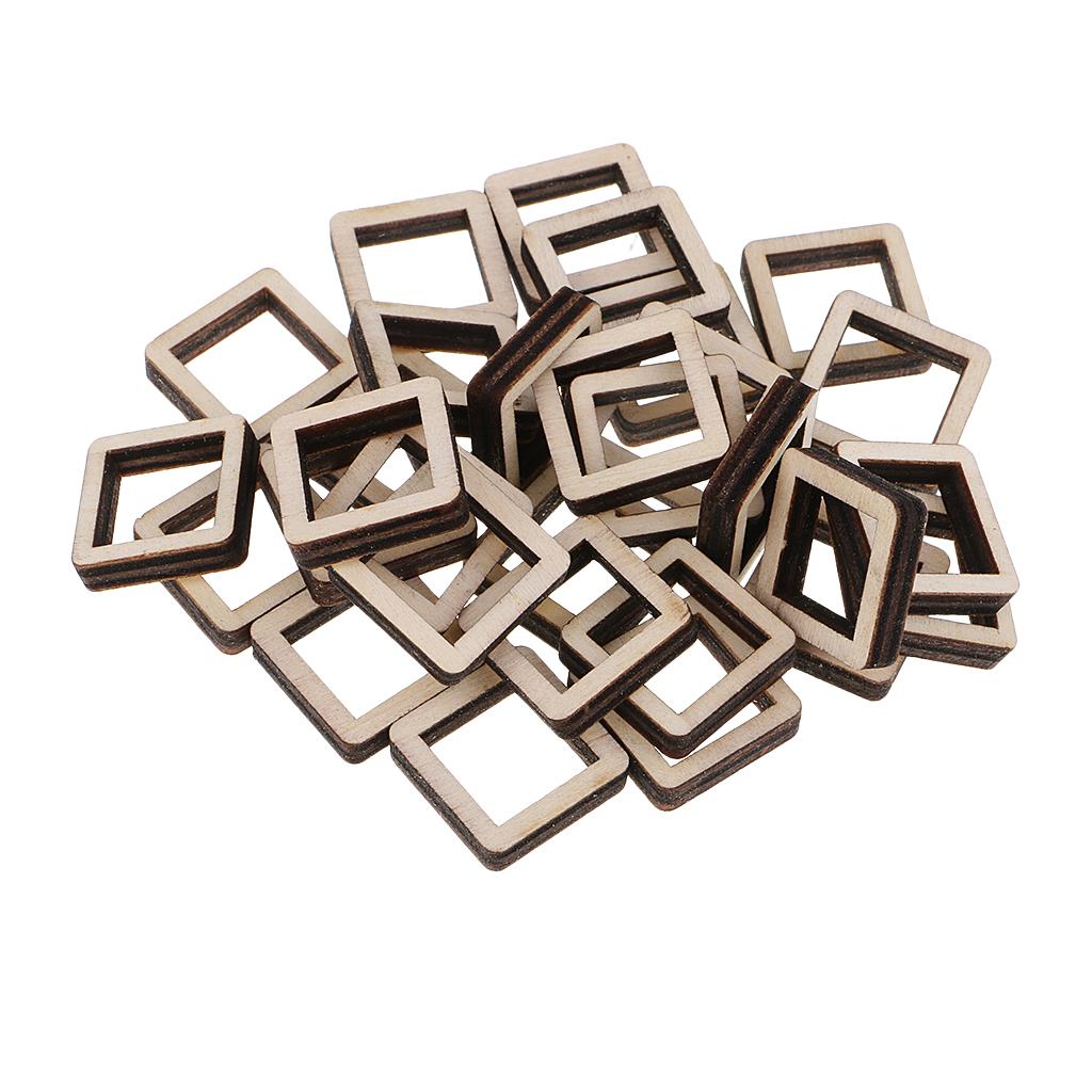 Unfinished Wood Hollow Square Wooden Pieces for Woodcraft Model Making Craft DIY Christmas Wooden Ornament
