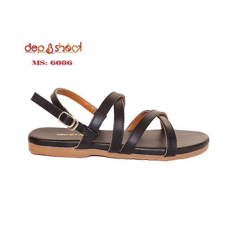 Giày Sandal Nữ Quai Chéo đế bằng big size MS 6038