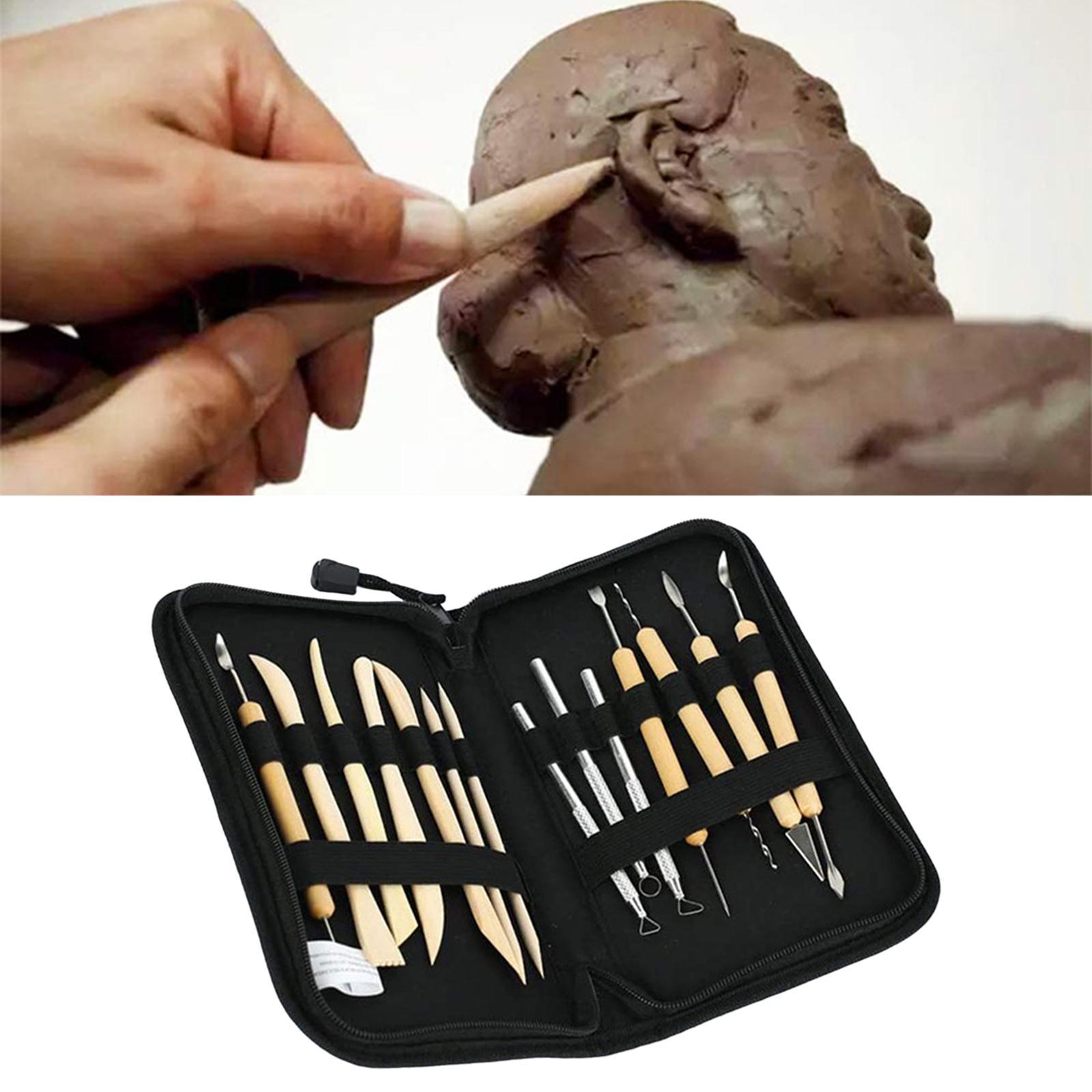 14x Polymer Clay Tools Clay Carving Tool Set with Carrying Case Clay Sculpting Tools Pottery Carving Tool Set for Carving Modeling Drawing