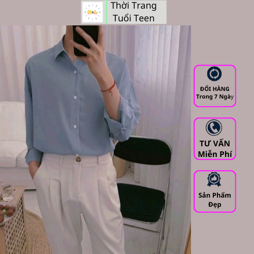 Hình ảnh Áo Sơ Mi Trắng Form Rộng Unisex Nam Nữ Tay Dài Hàn Quốc Kiểu Cổ Bẻ Vải Lụa Nhiều Màu - SMD01