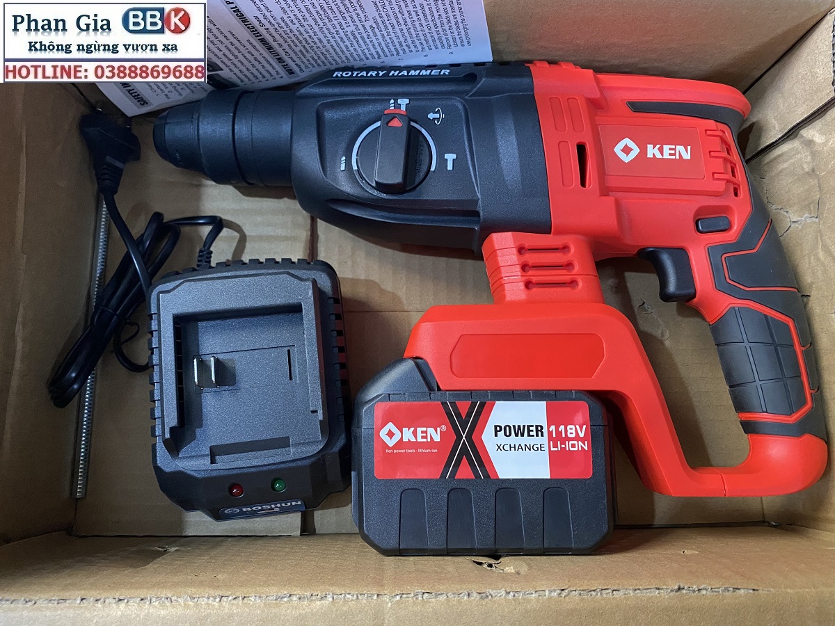 Máy Khoan Đục Bê Tông 199V - 3 Chức Năng: Khoan, khoan búa, đục - Động Cơ Không Chổ Than 100% Lõi Đồng