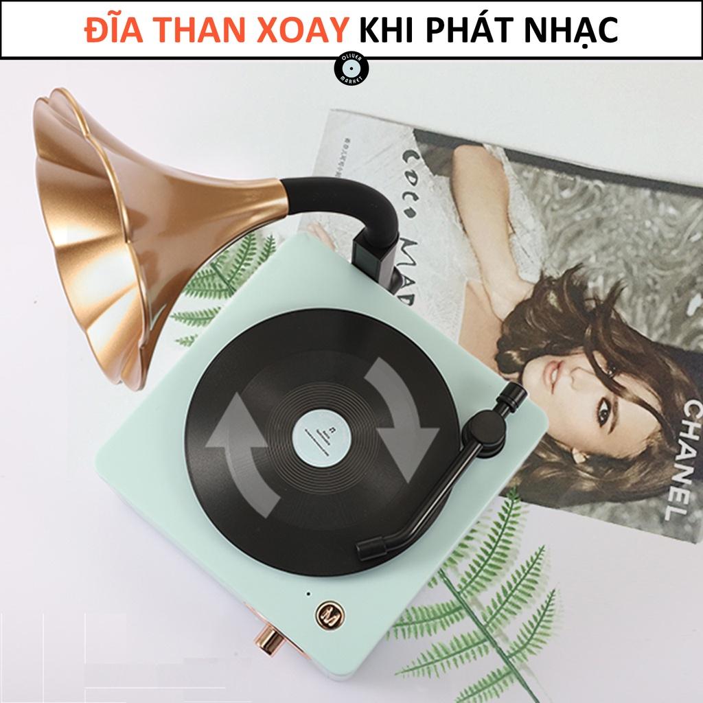 Loa Bluetooth Đĩa Than Xoay OLIVER T15 Loa Bluetooth Loa Kèn Vintage Cổ Điển Đồ Decor Phòng Ngủ Trang Trí Bàn Làm Việc Cao Cấp