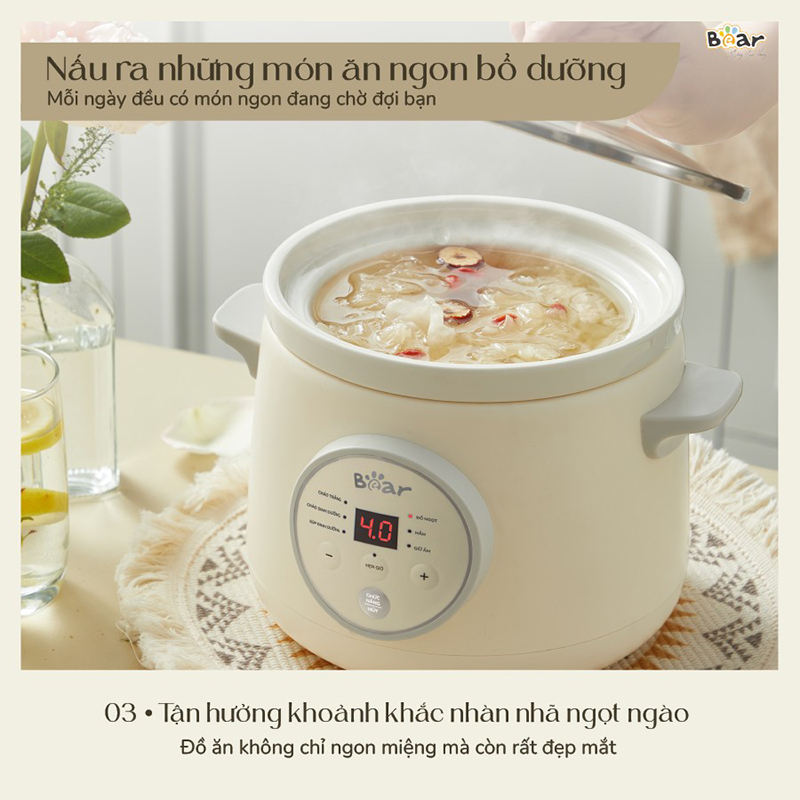 Nồi nấu chậm 1.5L Bear SB-NNC15 (120W) - Hàng chính hãng