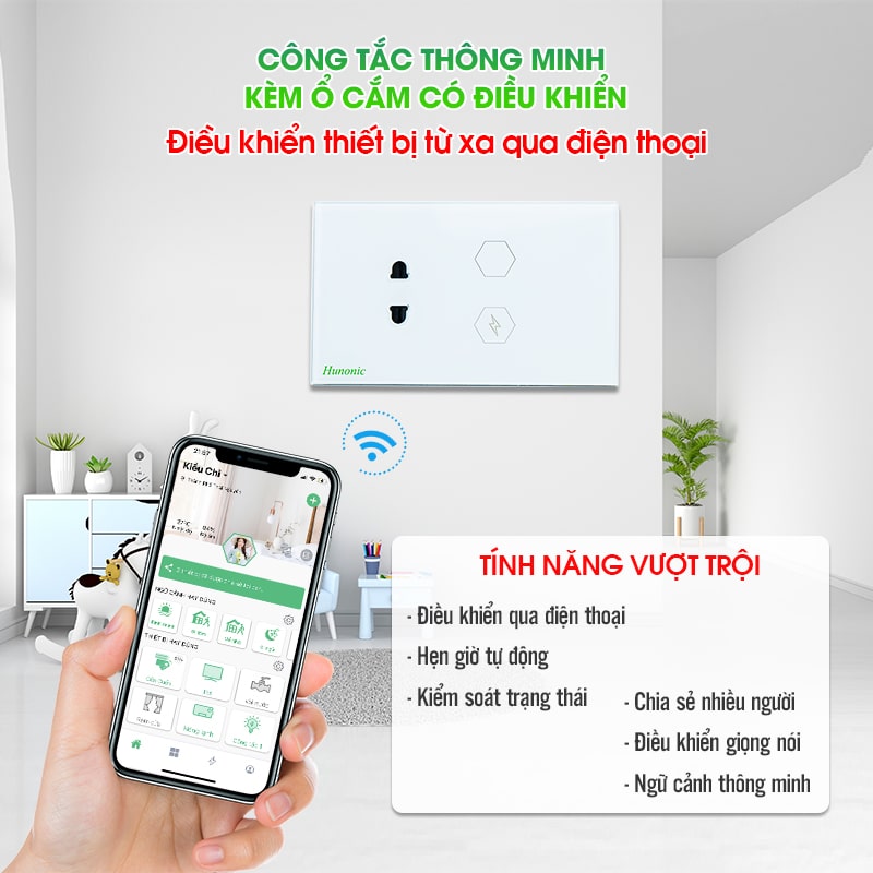 Công tắc cảm ứng thông minh kèm ổ cắm