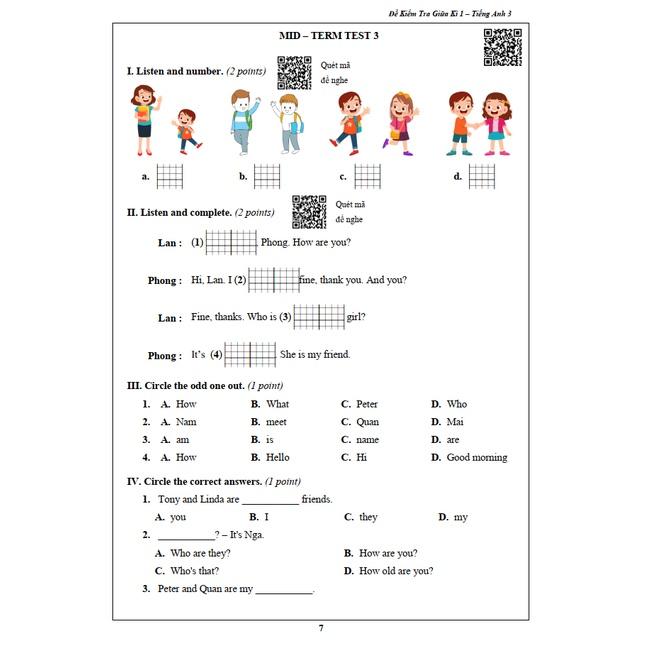 Combo Bài Tập Tuần và Đề Kiểm Tra Tiếng Anh - Dành cho học sinh lớp 3 học kì 1