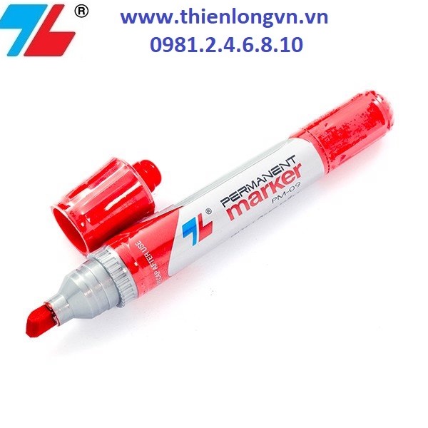 Hộp 10 cây bút lông dầu Thiên Long; PM-09 mực đỏ