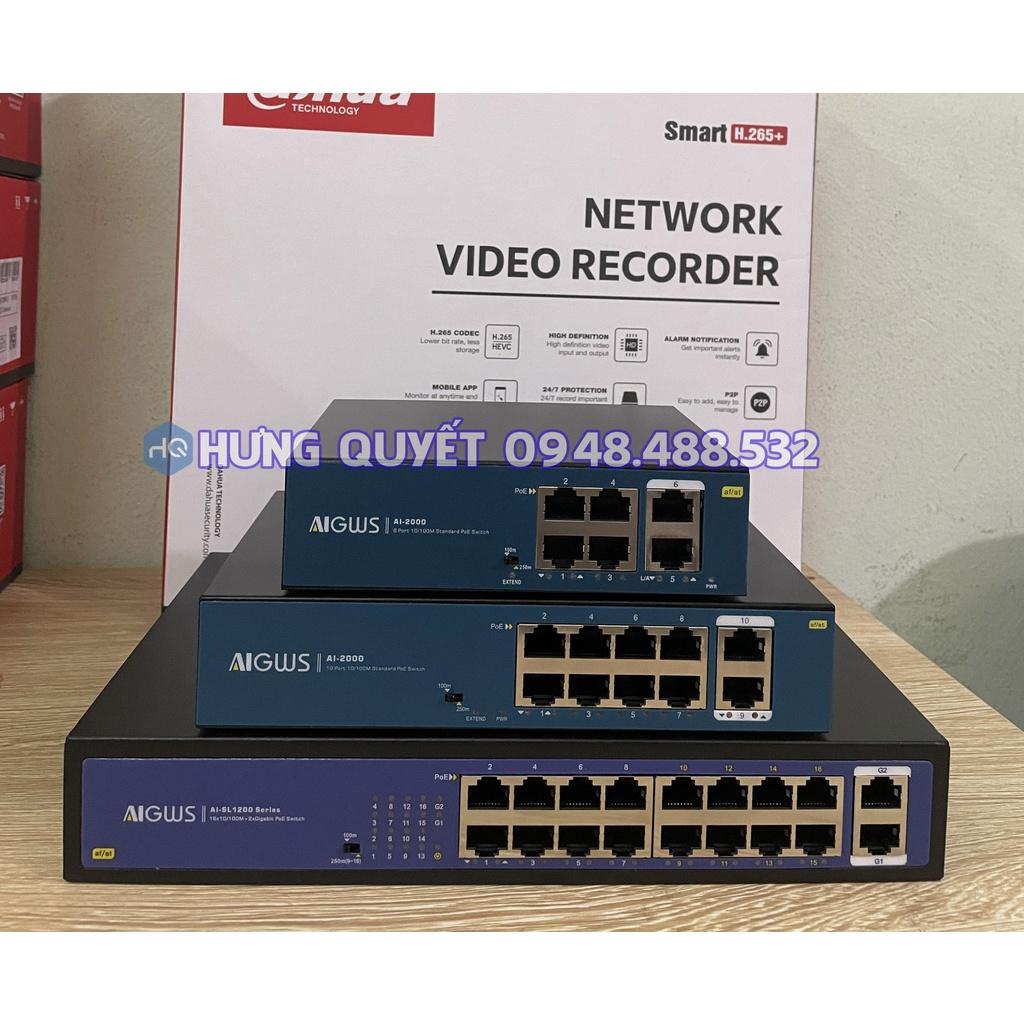 Switch Poe Bộ chia mạng 4 Cổng AI ONV (4+2 Uplink) - 8 Cổng (8+2 Uplink) 16 + 2 sử dụng dây cáp 4 lõi khoảng cách 150m