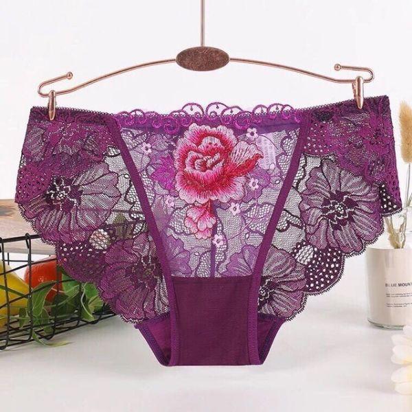 COMBO 5 QUẦN LÓT REN THÊU HOA HỒNG