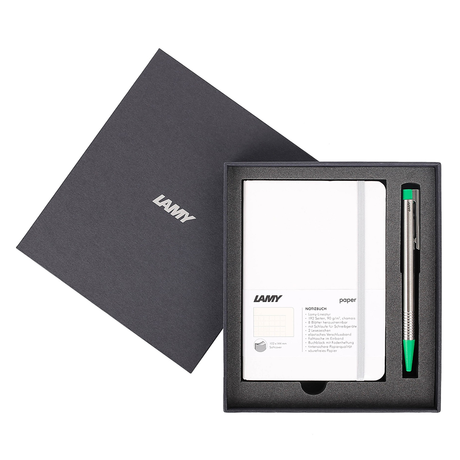 Gift Set Lamy Notebook A6 Softcover White + Lamy Logo Green - GSA6-Lo008