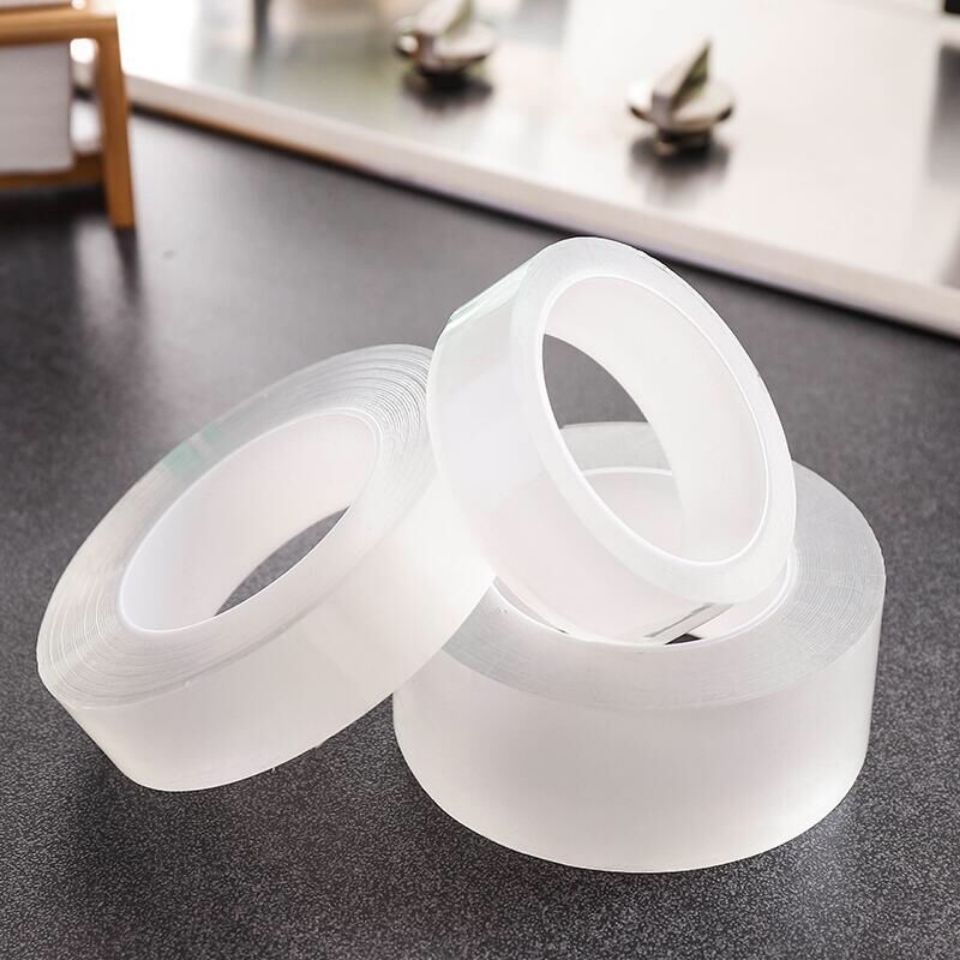 Băng keo 2 mặt Nano siêu dính. siêu chắc chắn. Dính trên mọi vật chất. Có thể tái sử dụng dài 3m rộng 3mm giày 2 ml