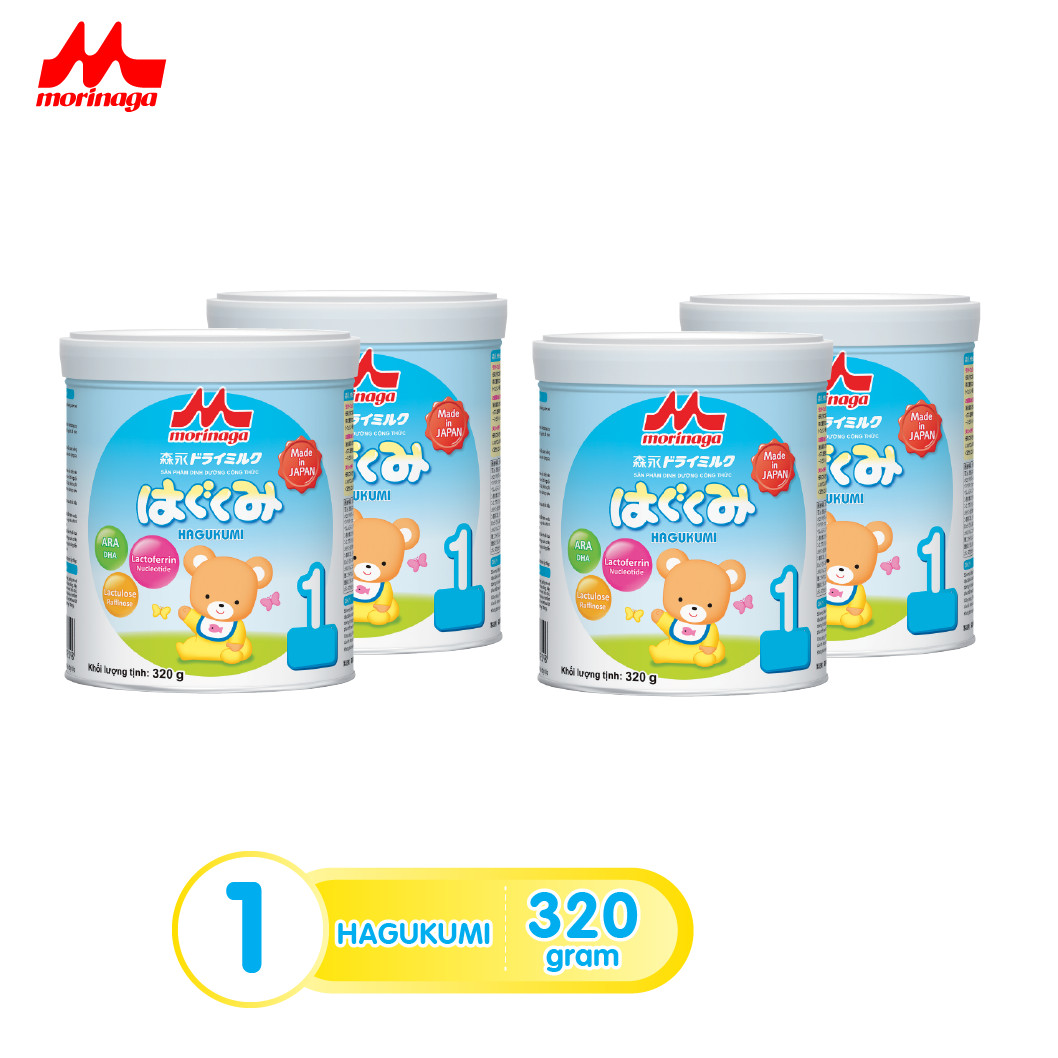 Combo 4 lon Sữa Morinaga Số 1 Hagukumi Nhật Bản 320g có tem chính hãng