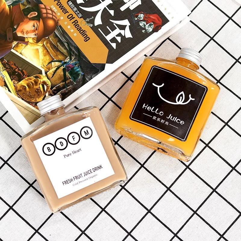 Combo 5 Chai Thủy Tinh Đựng Nước 250ml, Đựng Trà Sữa, Detox, Chai Vuông, Thuỷ Tinh - Topbanchaynhat