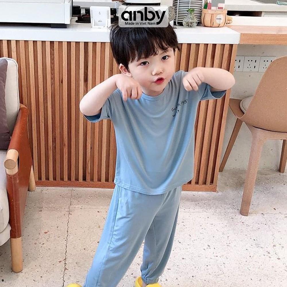 Quần áo trẻ em ANBY bộ đồ cho bé tuổi từ 1 đến 8 tuổi cộc tay quần dài bo gấu cotton thun lạnh