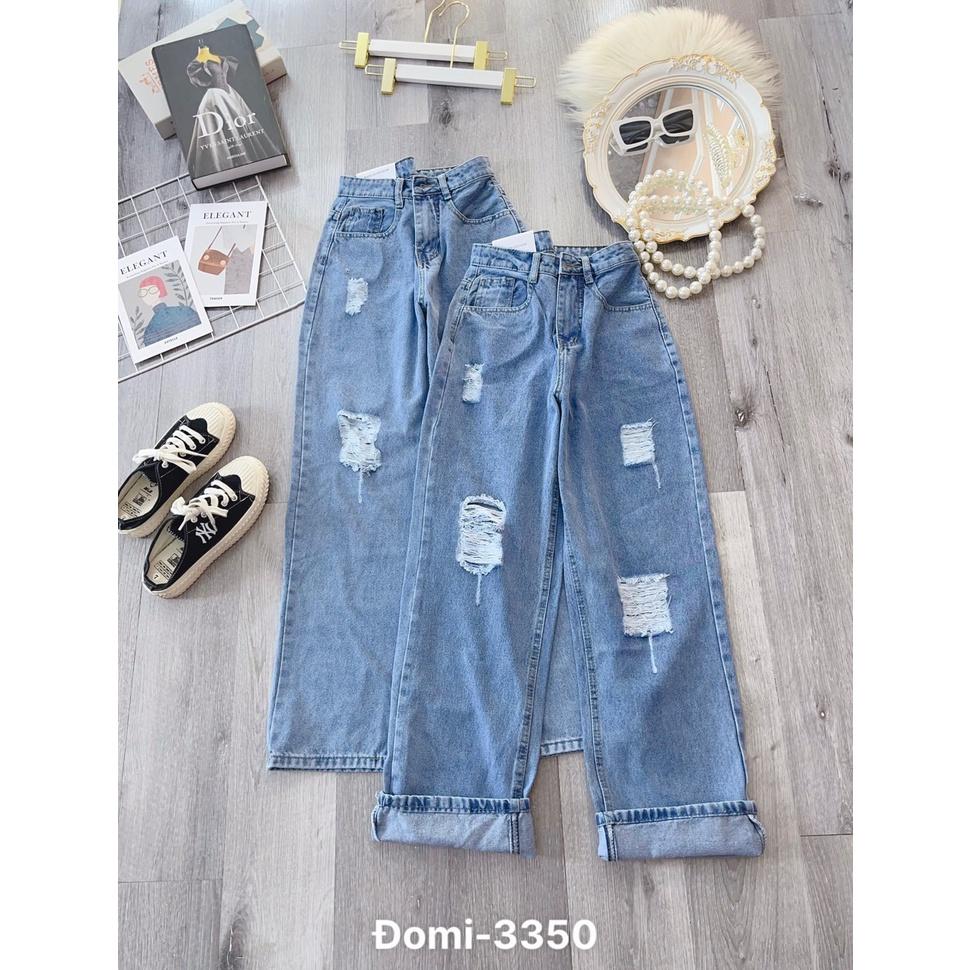 Quần jean nữ - Quần baggy nữ cao cấp dáng suông phong cách Ulzzang chất liệu bò dày dặn