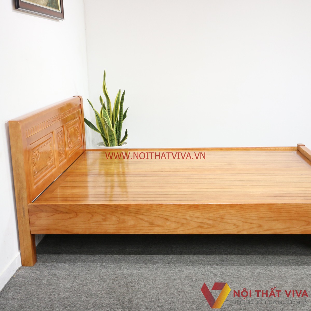 Giường Ngủ Gỗ Sồi Nga Vạt Phản Màu Cánh Gián Giá Rẻ