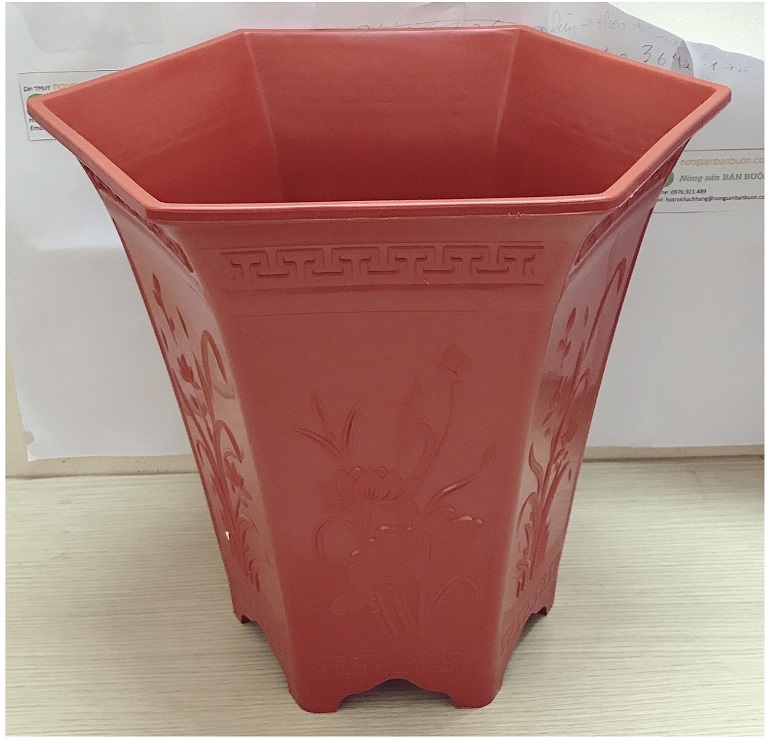 3 Chậu Nhựa Trồng Hoa, Cây Cảnh Lục Giác LGC280 Màu Đỏ