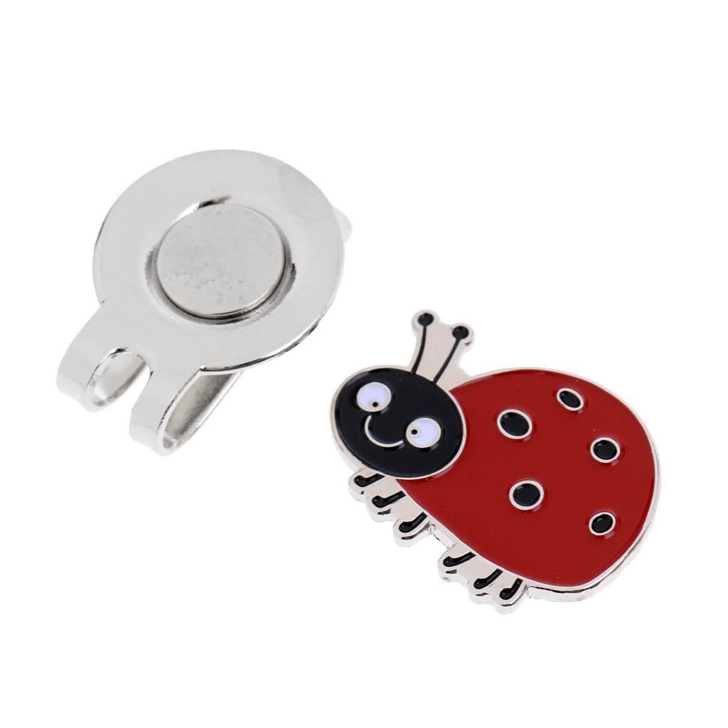 2Pcs Little Bee,Ladybird Pattern Magnetic Golf Ball Marker Clip On Golf Cap Visor Golf Accessory