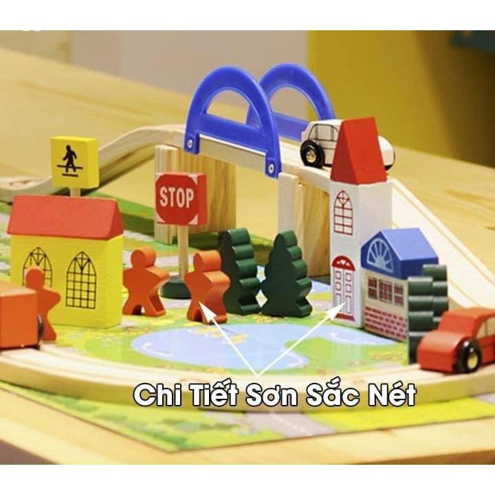 Bộ Đồ Chơi Gỗ Lắp Ráp-Ghép Hình Giao Thông Thành Phố -Cho Bé Trai Bé Gái -40 Chi Tiết Nhận Biết Đô Thị