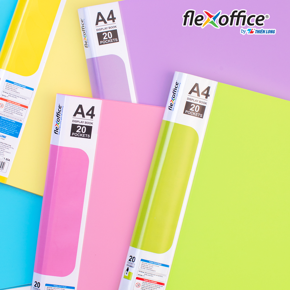 Bìa hồ sơ màu Pastel 20 lá nhựa PP Thiên Long Flexoffice FO-DB007/NĐ