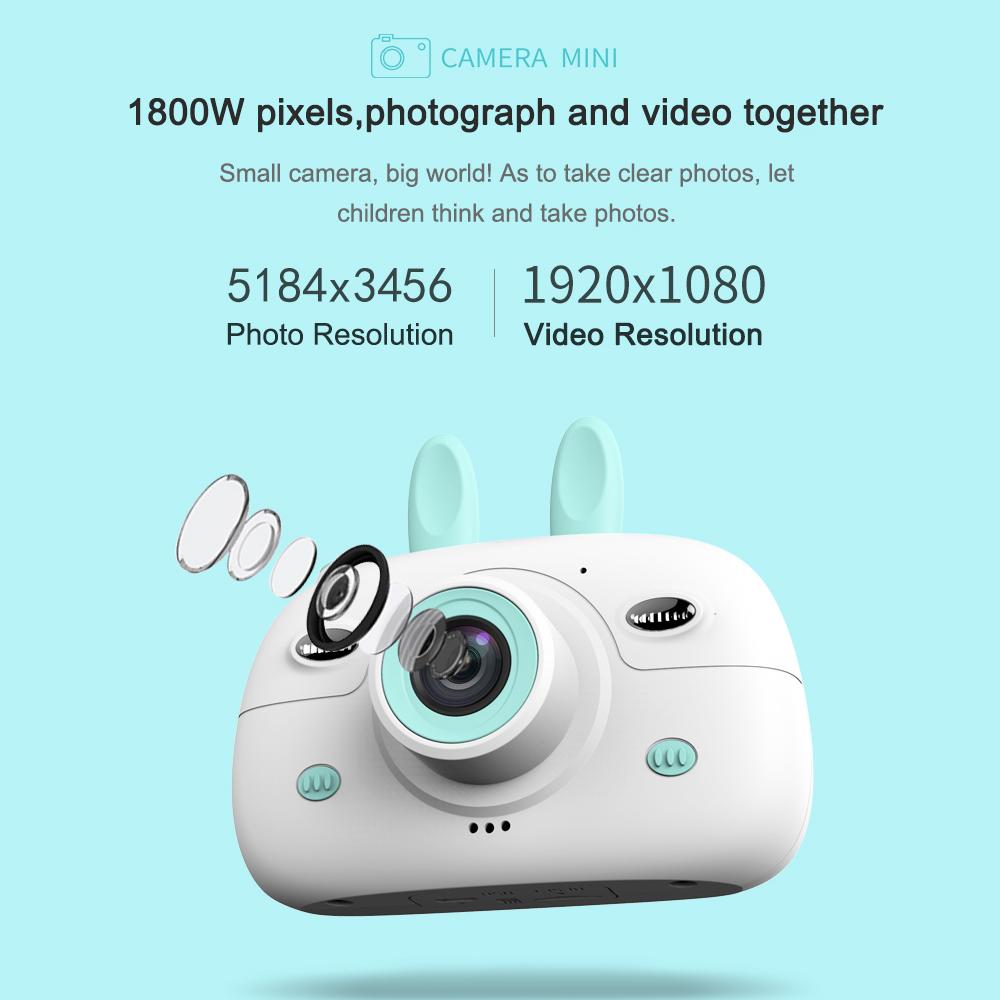 Máy ảnh kỹ thuật số Mini Kids 1.8MP Camera trước sau selfie 2.4 inch IPS HD Màn hình kép Đèn pin Camera màu hồng đáng yêu
