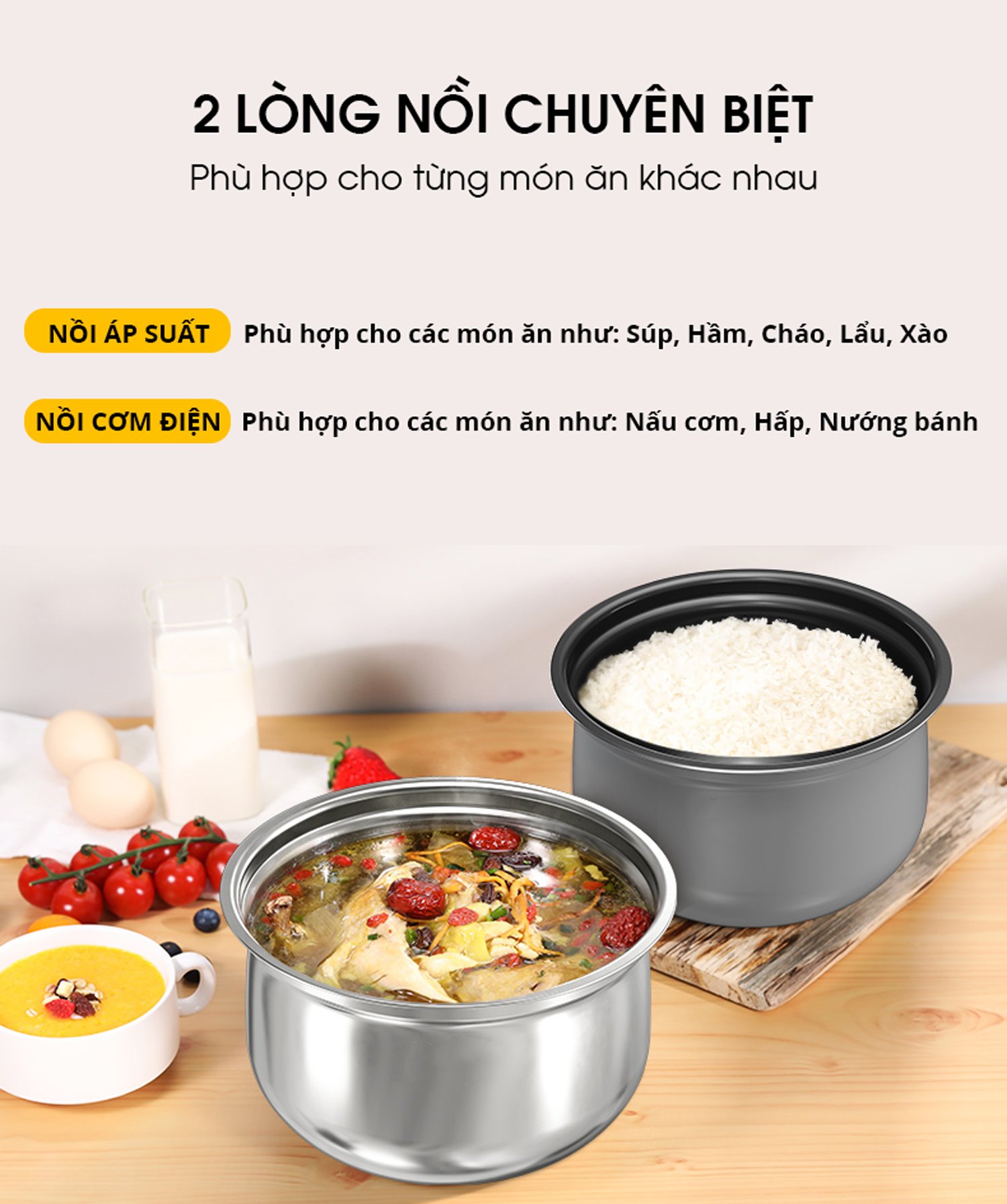 Nồi áp suất Snapbee Queen S45 dung tích 4,5 lít lòng nồi 2 lớp với công nghệ nấu chậm cao tầng tiên tiến - Hàng chính hãng