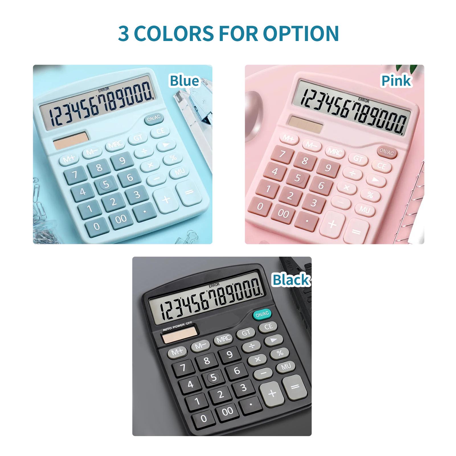 Desktop Calculator Standard Function Calculator with 12-Digit Large LCD Display Solar & Battery Dual Power for Home