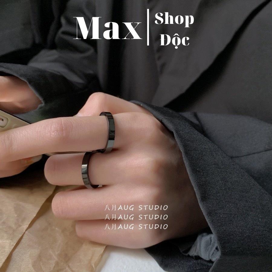 Nhẫn Trơn Thời Trang Less Ring Basic Unisex Nam Nữ Màu Đen Cá Tính Chất Liệu Inox Không Gỉ - Less Ring - Maxshopdoc