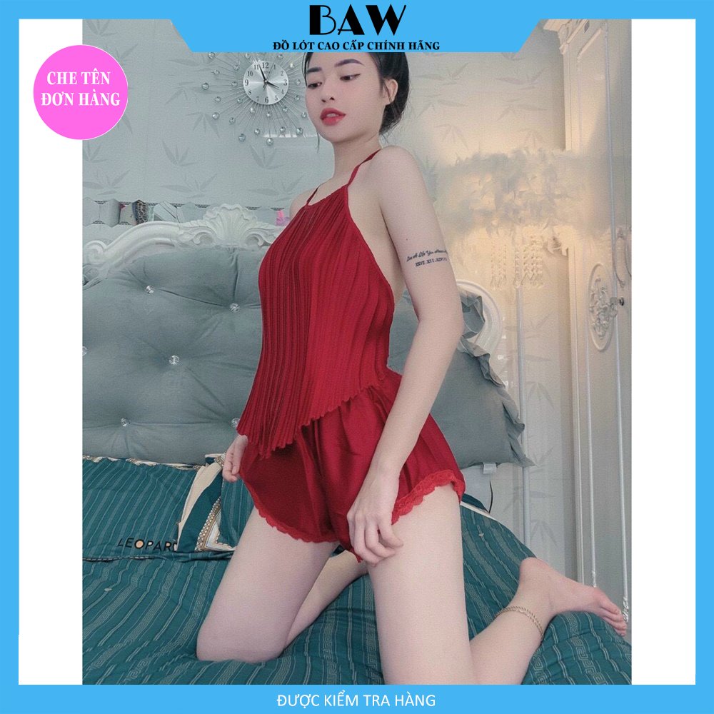 Đồ Ngủ Hai Dây Lụa Satin Cao Cấp Sexy Quyến Rũ Thương Hiệu Baw, Chất Liệu Lụa Mát Mịn Nhẹ Nhàng Cực Kỳ Lôi Cuốn NT707