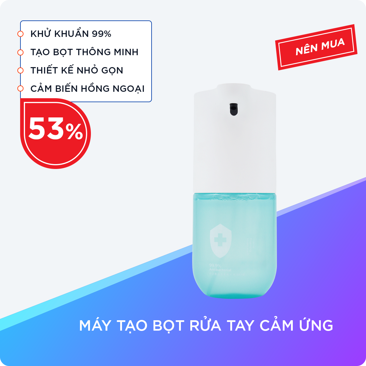 Bình Tạo Bọt Rửa Tay Cảm Biến Tự Động, Máy Rửa Tay Dung Tích 300ml, Bọt Xà Phòng Có Tác Dụng Khử Khuẩn 99.9%