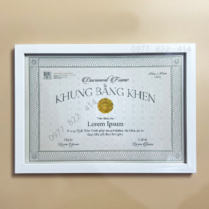 khung ảnh bằng khen A4 ( 21 x30 ) trắng trơn