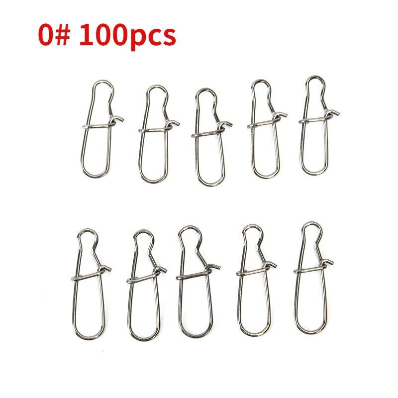 100pcs 000-6# Fishing Nice Hooked Snap Pin Fast Clip 304 Stainless Steel Fishing Barrel Swivel Lure Connector Accessories