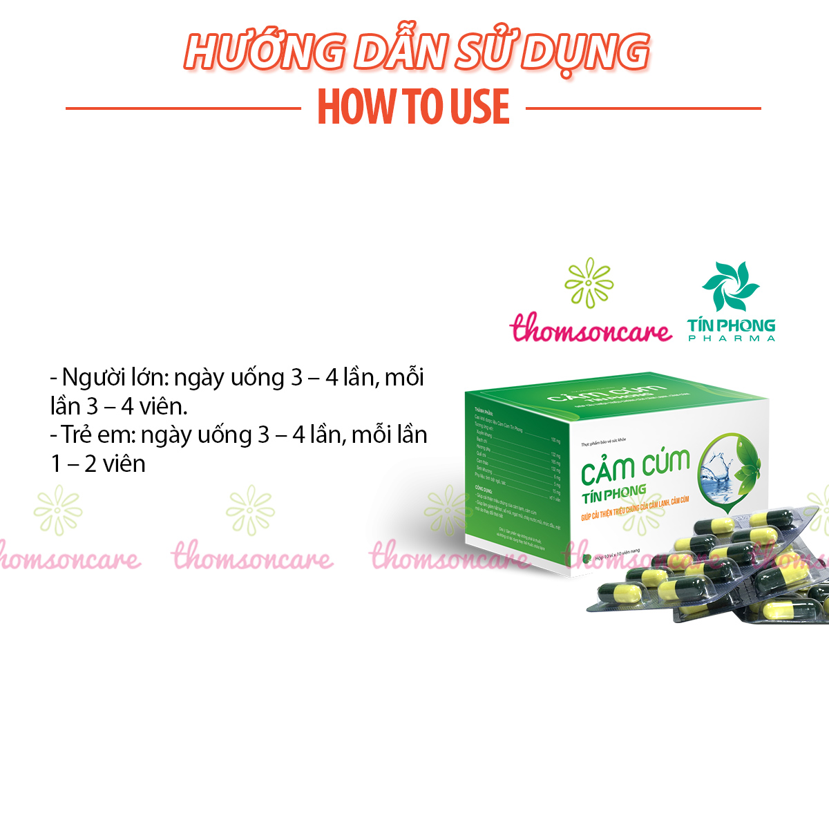 Cảm cúm Tín Phong - Hộp 100 viên - Cải thiện triệu chứng cảm lạnh, hắt hơi, sổ mũi, nhức đầu từ thảo dược